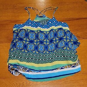 STYLUS Blue and Green Patterned Camisole